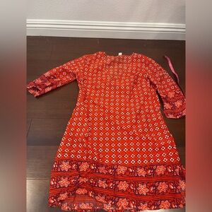 Old Navy Red and Orange Floral swim coverup tunic small